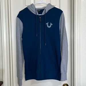 True Religion Horse Shoe Vintage Big Logo  Buddha Zip Colorblock Hoodie Large